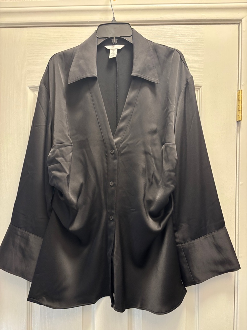 Black Satin Button-Front Women's Jacket